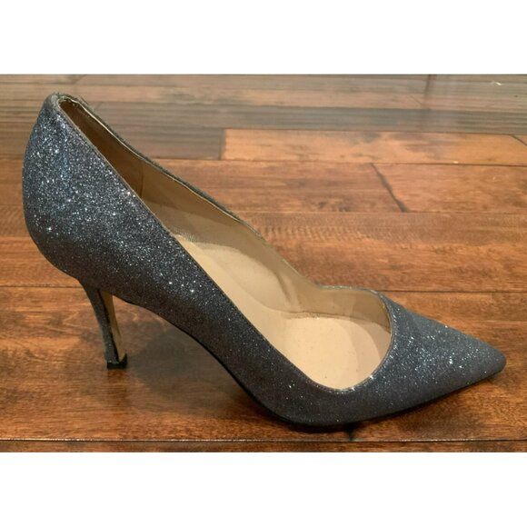 Manolo Blahnik Silver Glitter Sparkle Pump Pointed Heels Size 38.5 (IT) 8.5 (US)